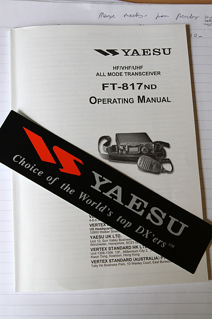 Yaesu manual and Sticker