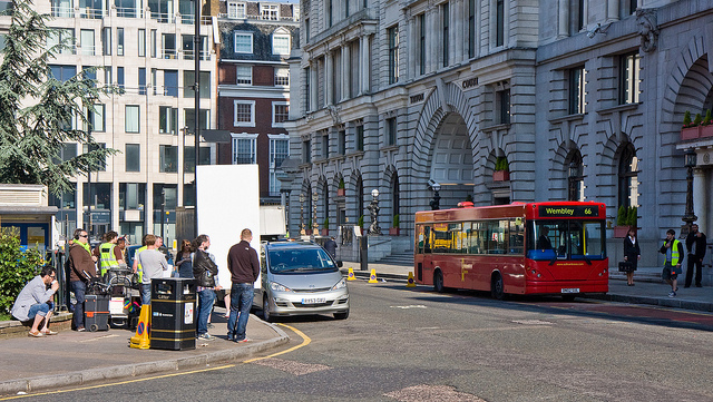 Filming in Finsbury Square