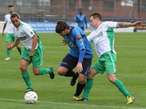 Lairdy is brought down on the edge of the box - free kick.