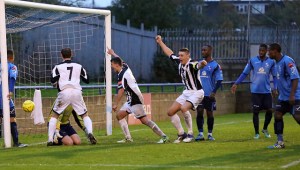 East Thurrock celebrate Leon McKenzie's headed goal that gave them a 2-1 lead.