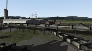 ICI Drungans Chemical plant wiith a short train of tanks passing in the distance