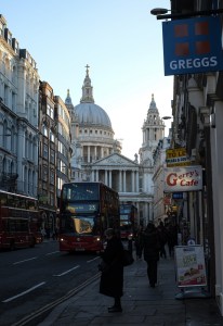 Ludgate Hill in the shadow of St.Pauls Cathedral.
