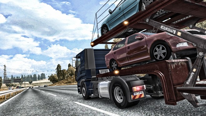 Cars for Helsingborg on the Autobahn in Northern Germany